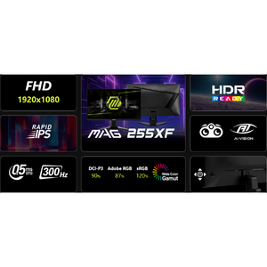 Monitor MSI MAG 255XF, IPS, 24.5 inch, Full HD, 1920 x 1080, Displayport, HDMI, 300Hz, 0.5 ms, Negru Resigilat/Reparat