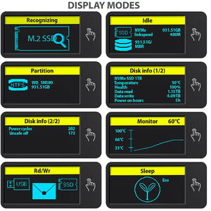 AXAGON EEM2-SD2 USB-C 10Gbps - M.2 NVMe & SATA SSD DISPLAY box