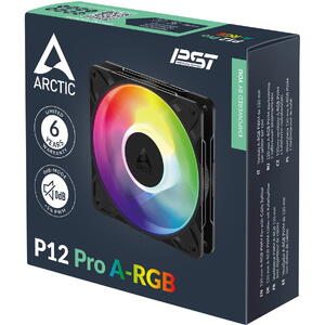 Ventilator ARCTIC P12 Pro A-RGB, kit 3 ventilatoare 120 mm PWM, 600 - 3000 rpm, Negru