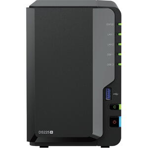 Synology DiskStation DS225+, 2-Bay, Intel Celeron J4125, 2GB DDR4, SATA, 1x1GbE, 1x2.5GbE, USB 3.2, max 12TB/108TB, Hot Swap, Negru
