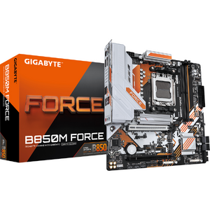 Placa de baza GIGABYTE B850M FORCE, AM5, DDR5, mATX, Alb/Portocaliu